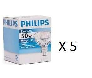 halogen spot lamp 12v 50w philips pack of 5 pieces