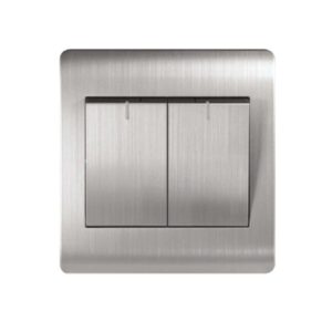 milano 16a 2 gang 1 way switch silver