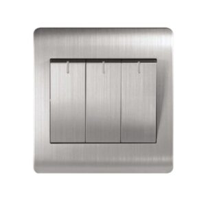 milano 16a 3 gang 1 way switch silver