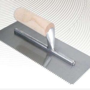 steel v shape teeth trowel with wooden handle