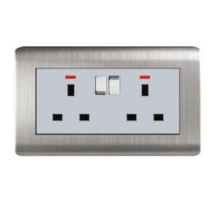 milano 13a 2 gang socket stainless steel