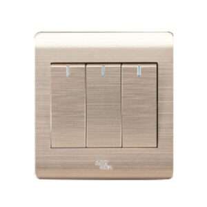 milano 16a 3 gang 1 way switch gold
